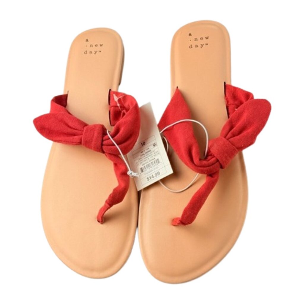 A New Day Red Knotted Sandals Size 10 NWT